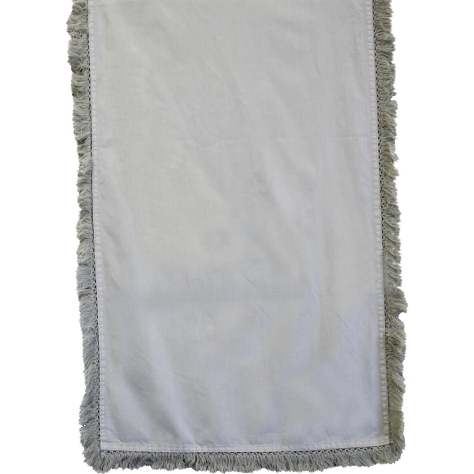 Table Runner Stone Washed Cotton w/ Fringe Champagne