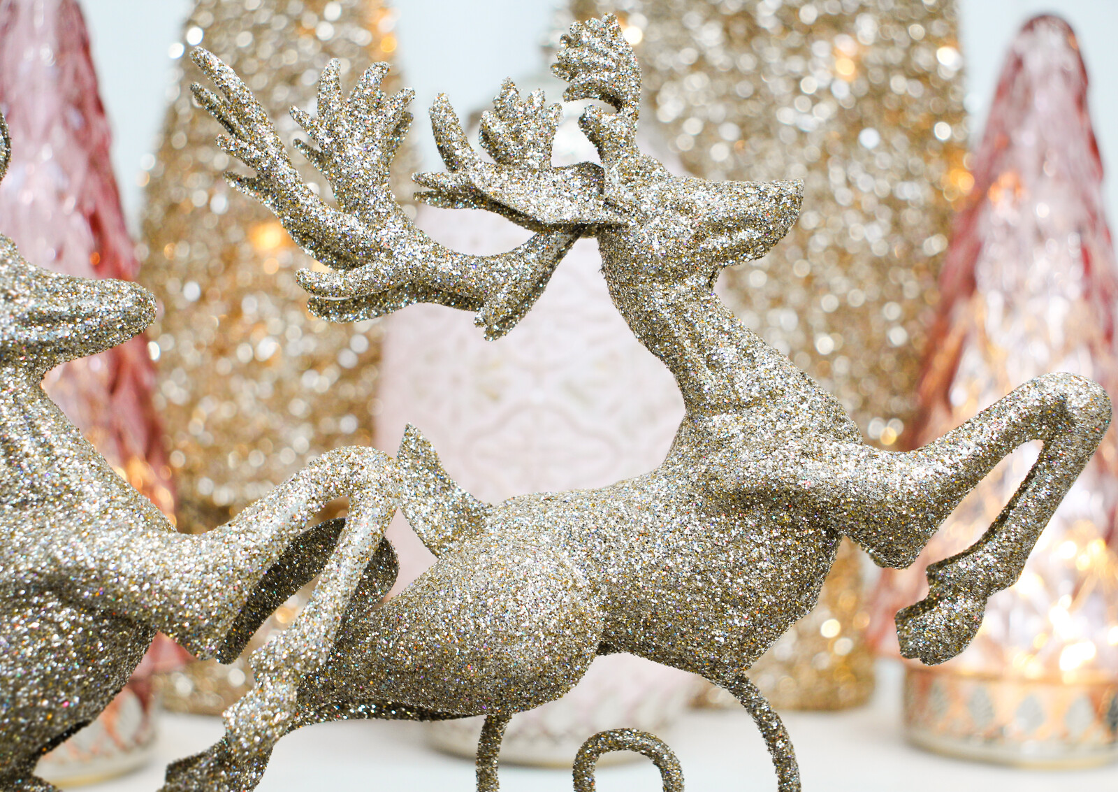 Large Gold Reindeers and Sleigh