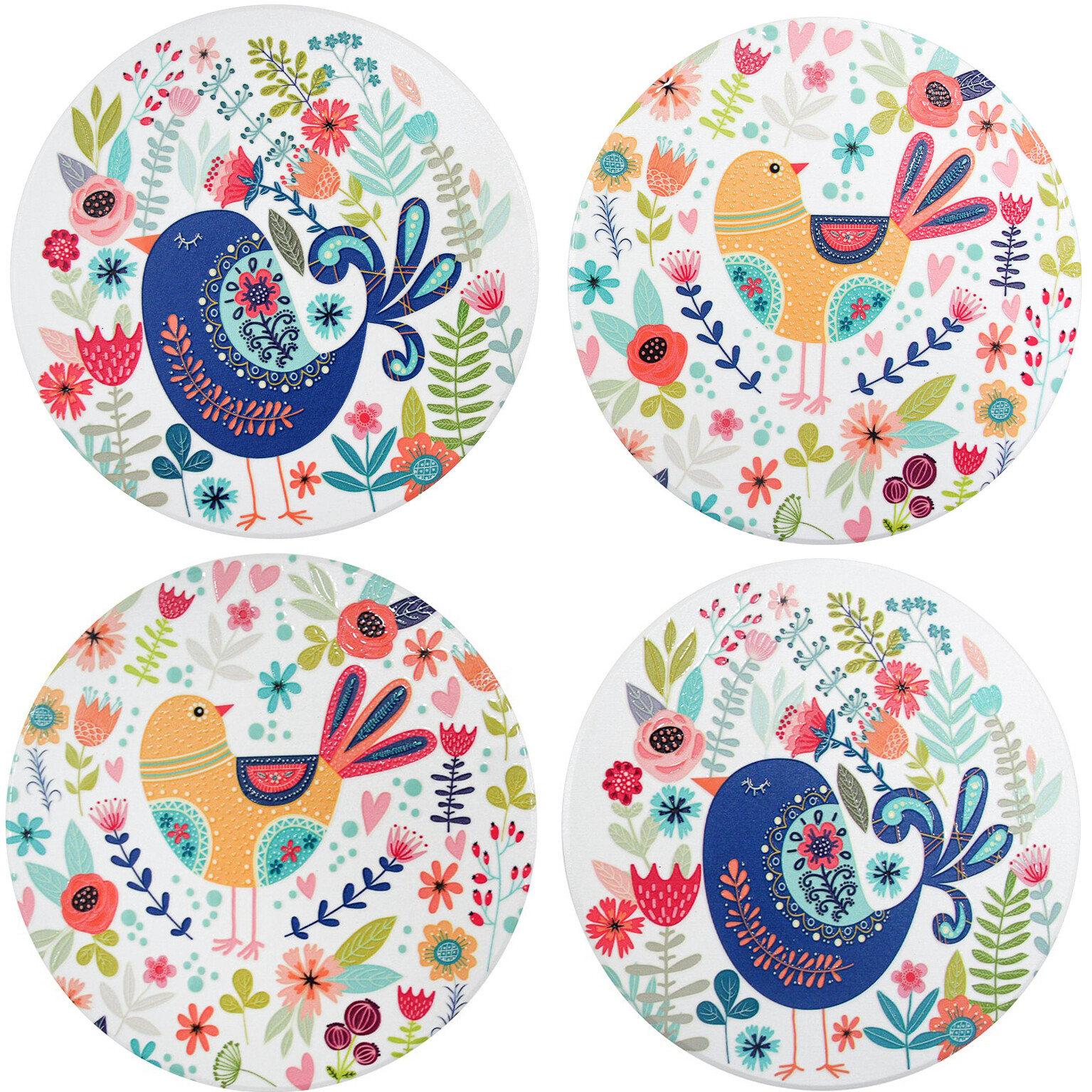 Coasters Folksy Birds