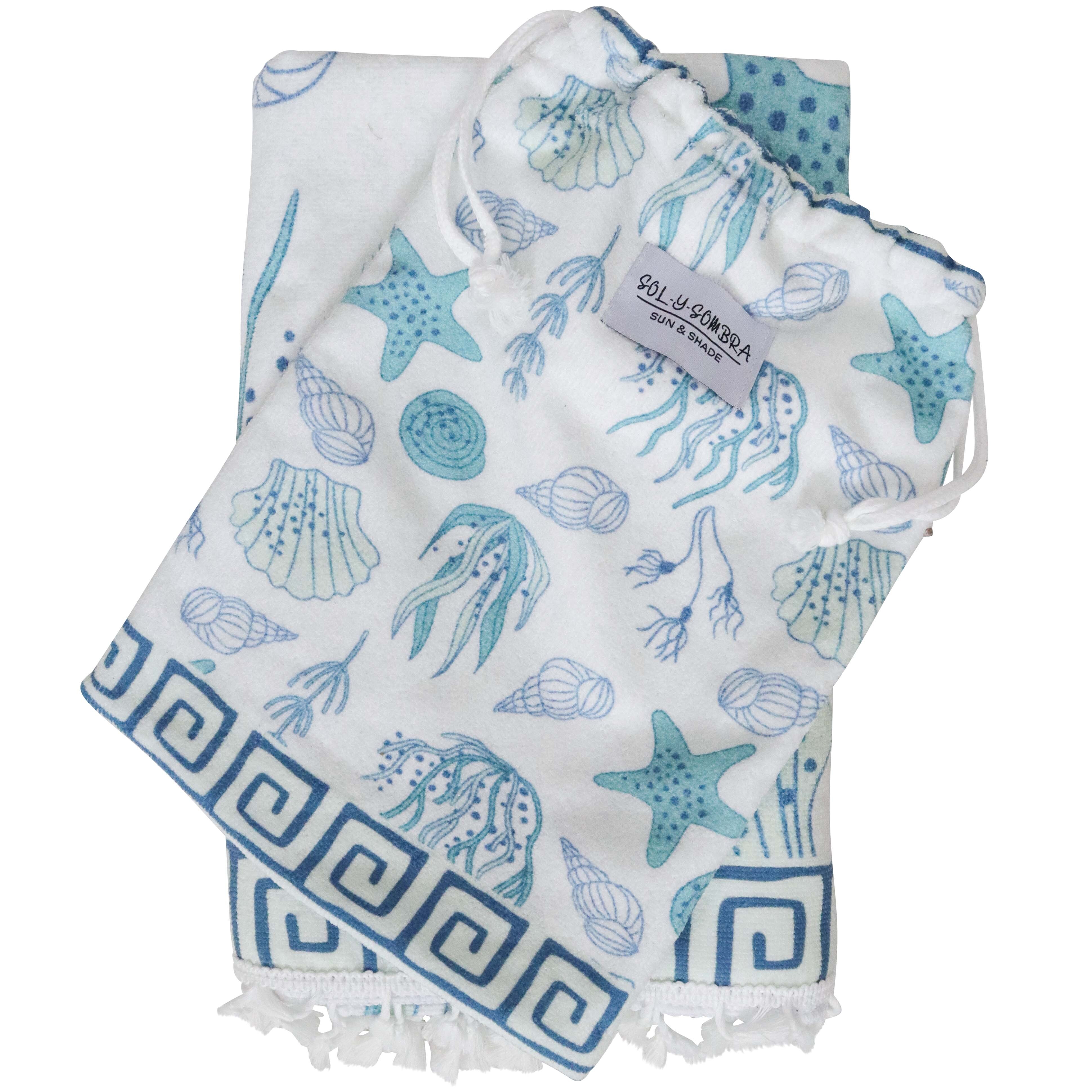 Kids Towel Poncho w/ Bag Ocean