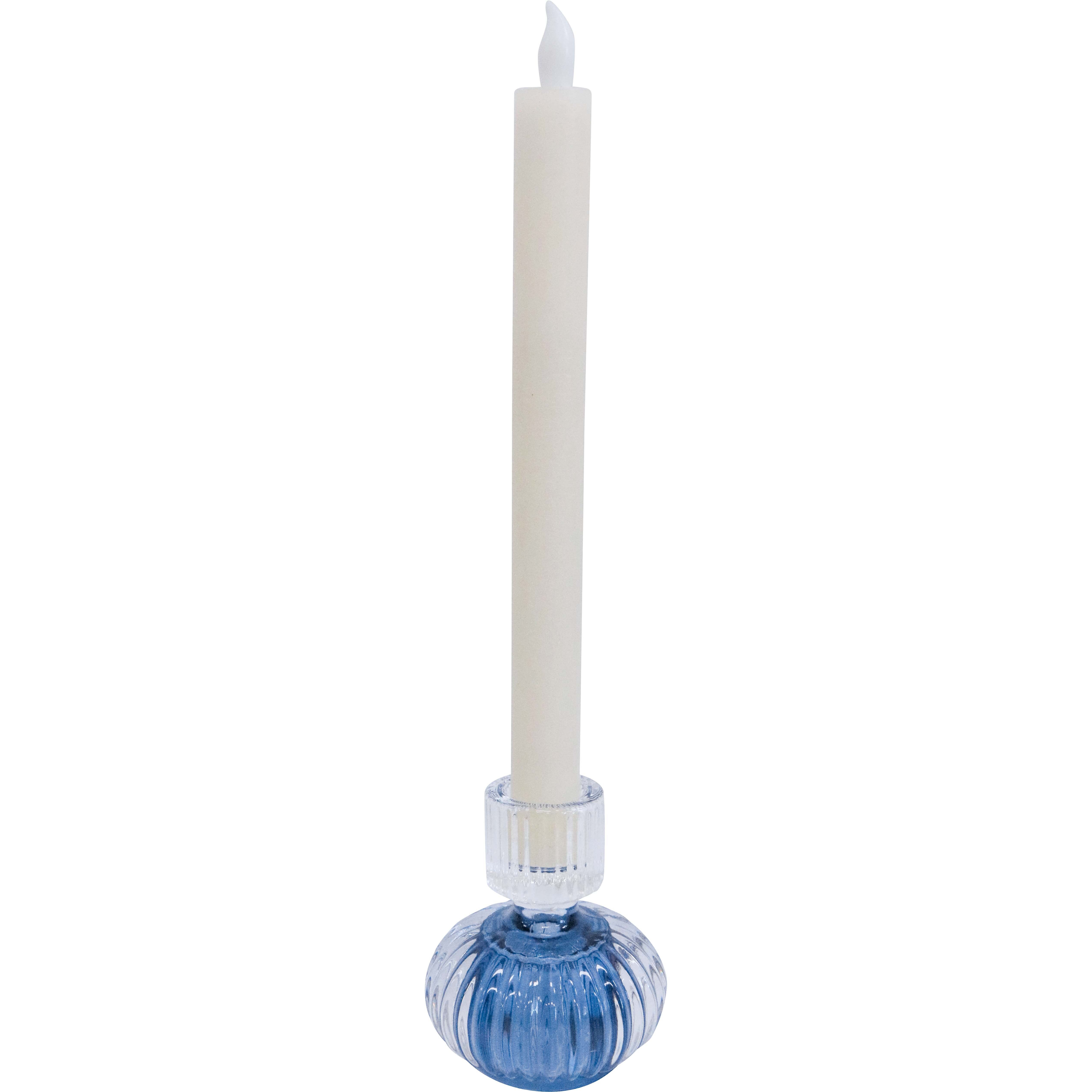 Double Sided Stackable Candle Holder Blue/Clear