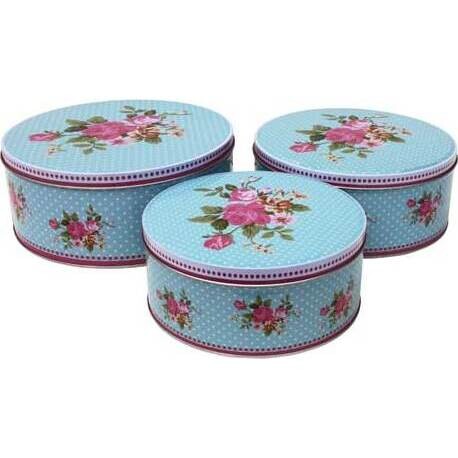 Cake Tin Rose Dot Pink S/3