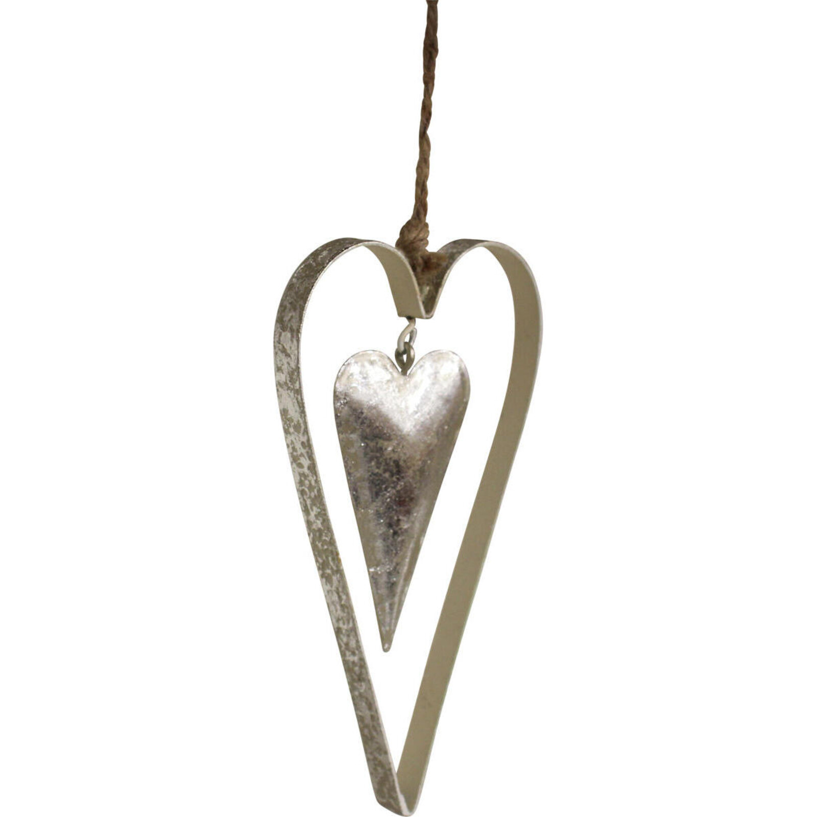 Hanging Double Heart Silver