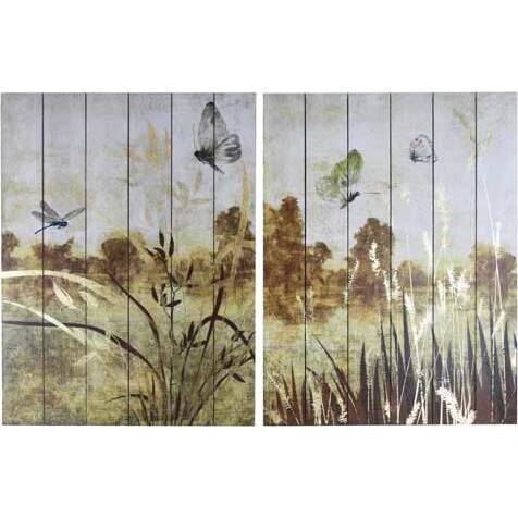 Wood Print Riverside Butterflies S/2