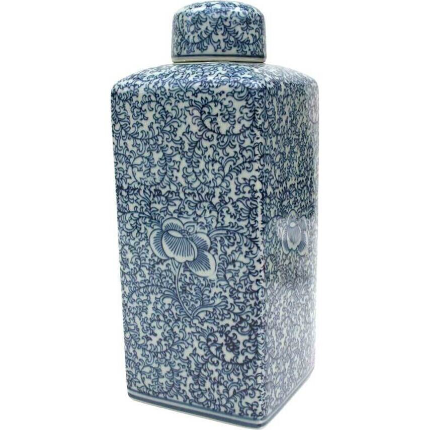 Lidded Jar Blue Spring Lg