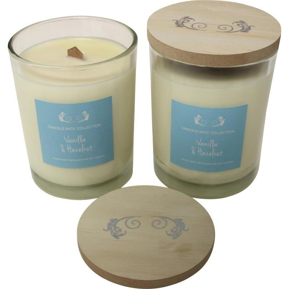 Candle Soy Crackle Wick Vanilla & Hazelnut Lrg