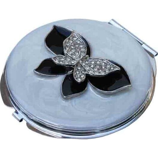 Mirror Compact White Butterfly