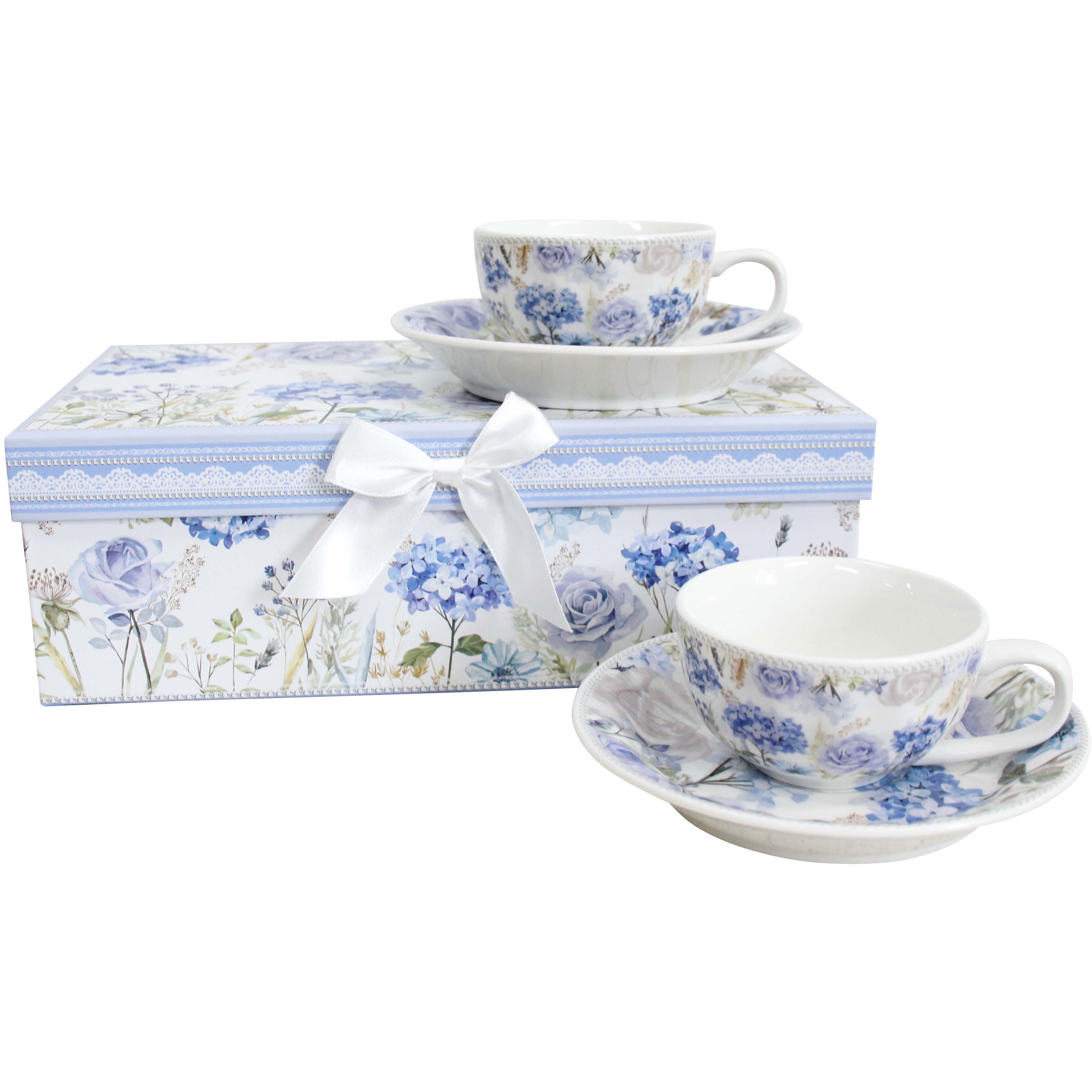 Set/2 Tea Cup & Saucer Hydrangea