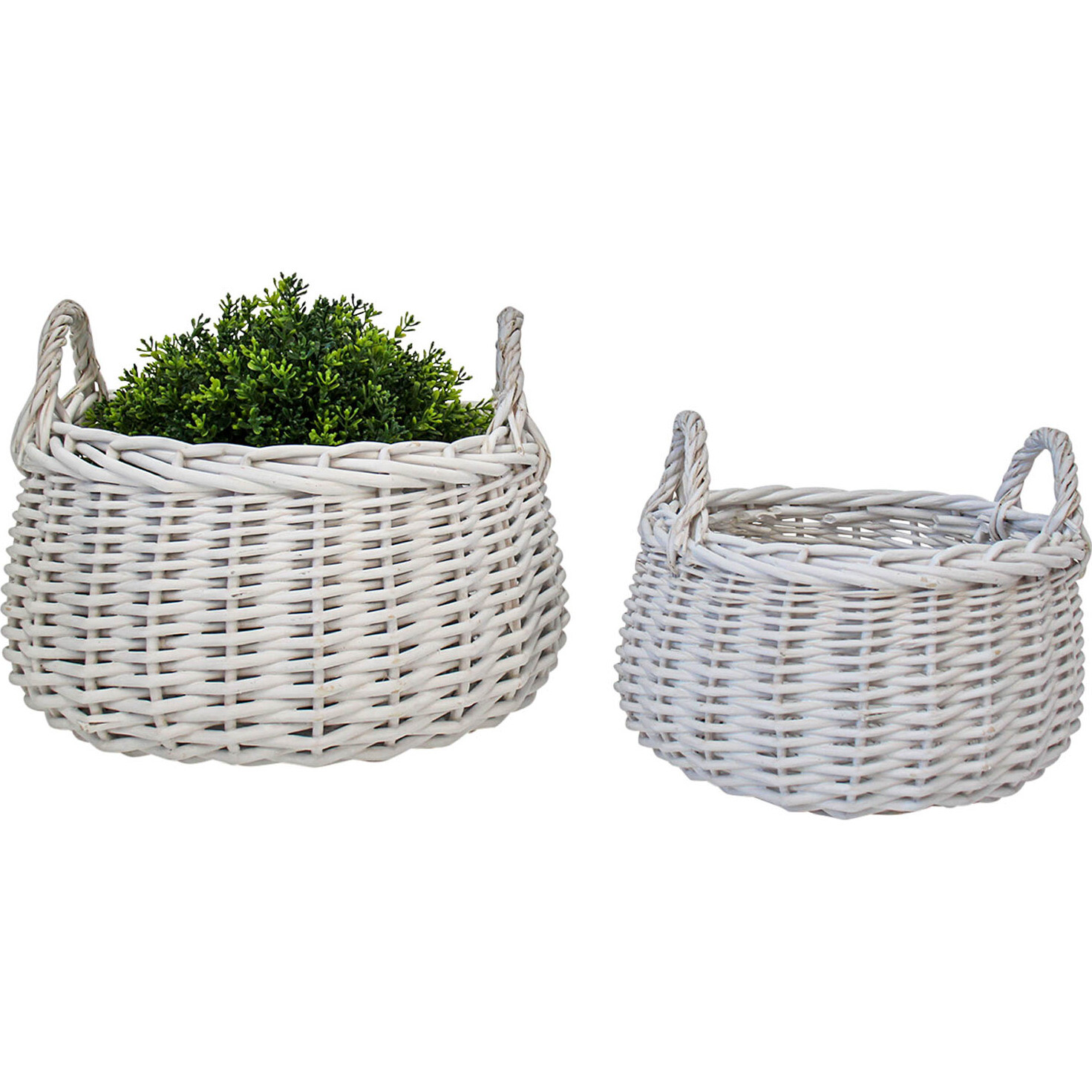 Basket w/ Handle S/2 White