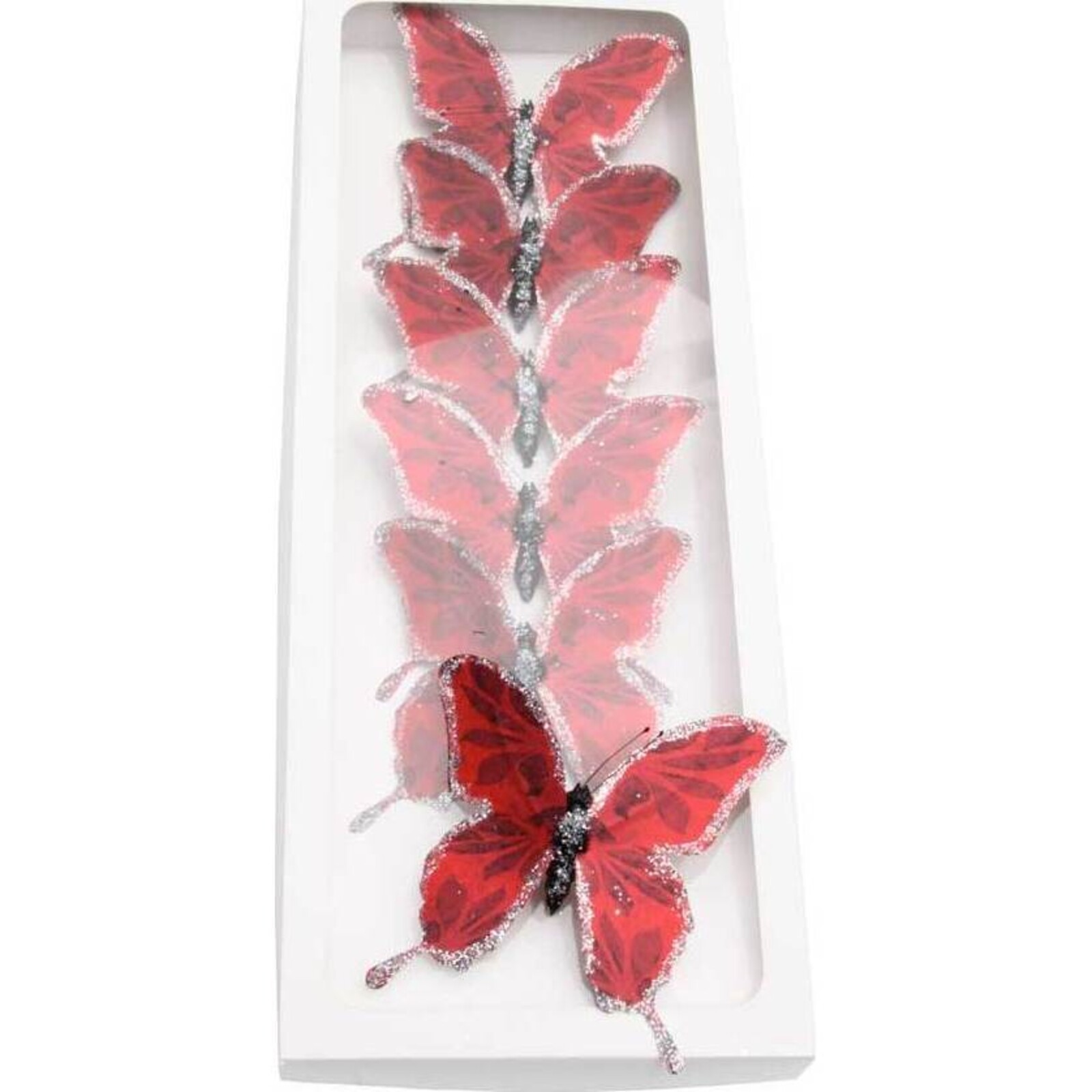 Glitter Butterfly Medium - Dark Red set 6 