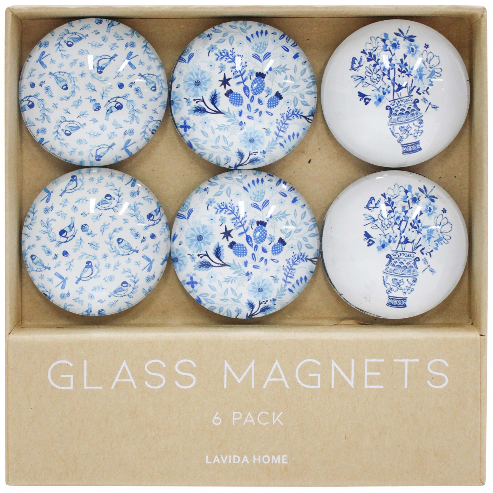 Glass Magnets S/6 French Blue
