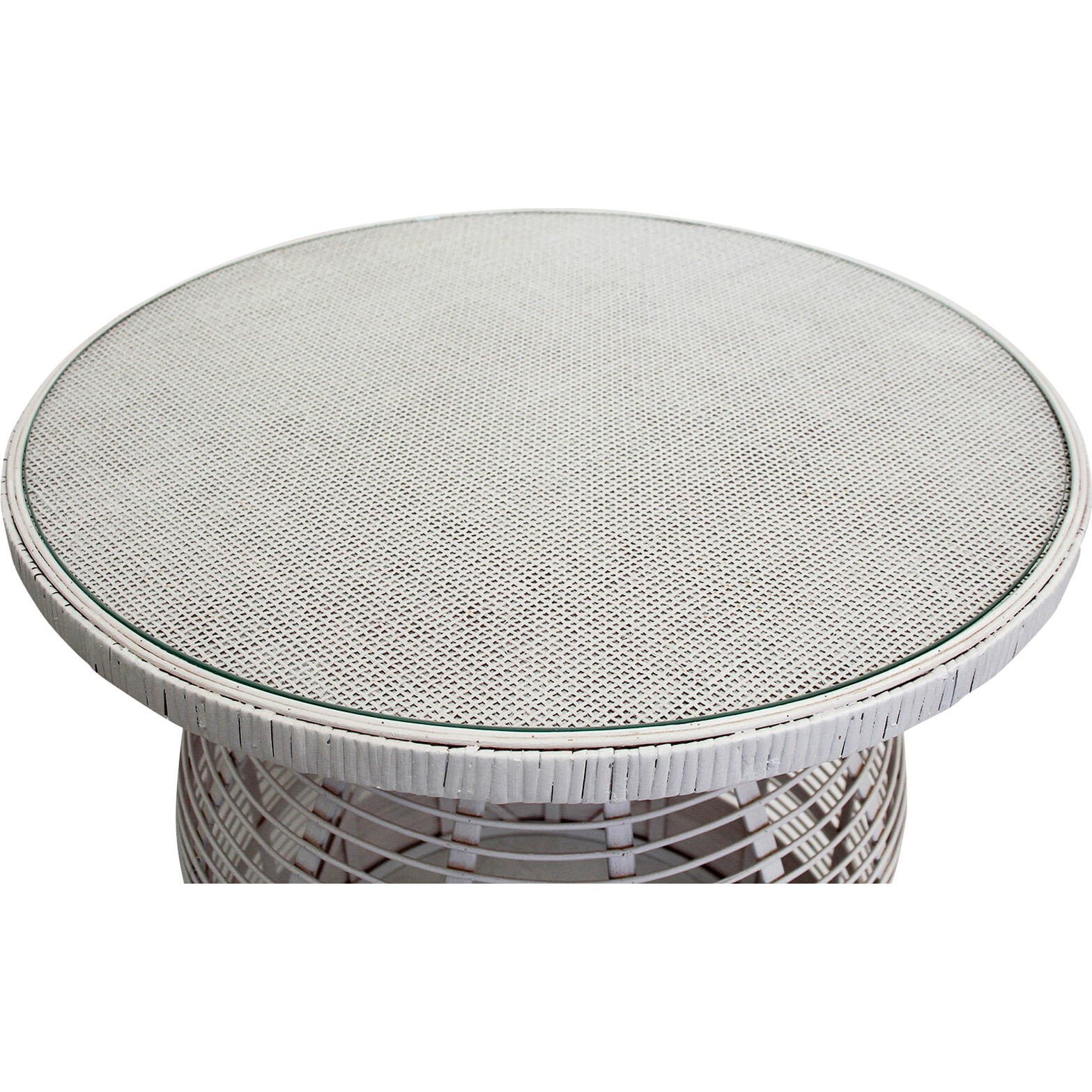 Table Long Island Rattan White