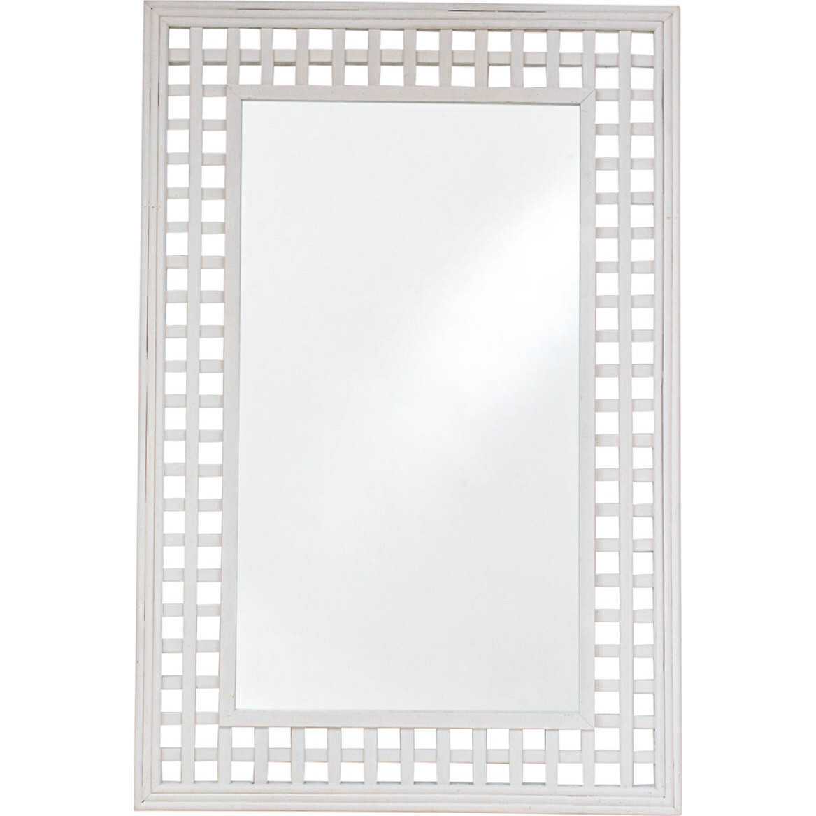 Bamboo Rectangle Mirror White Wash