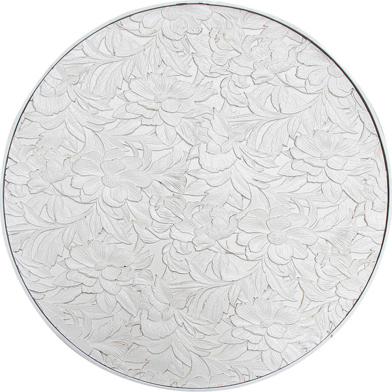 Wall Art Round White Carve