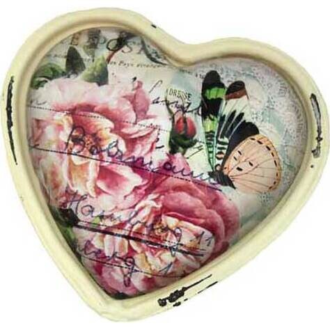 Trinket Box - Heart Rose Cream