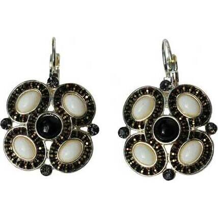 Earring Cream Black Oval