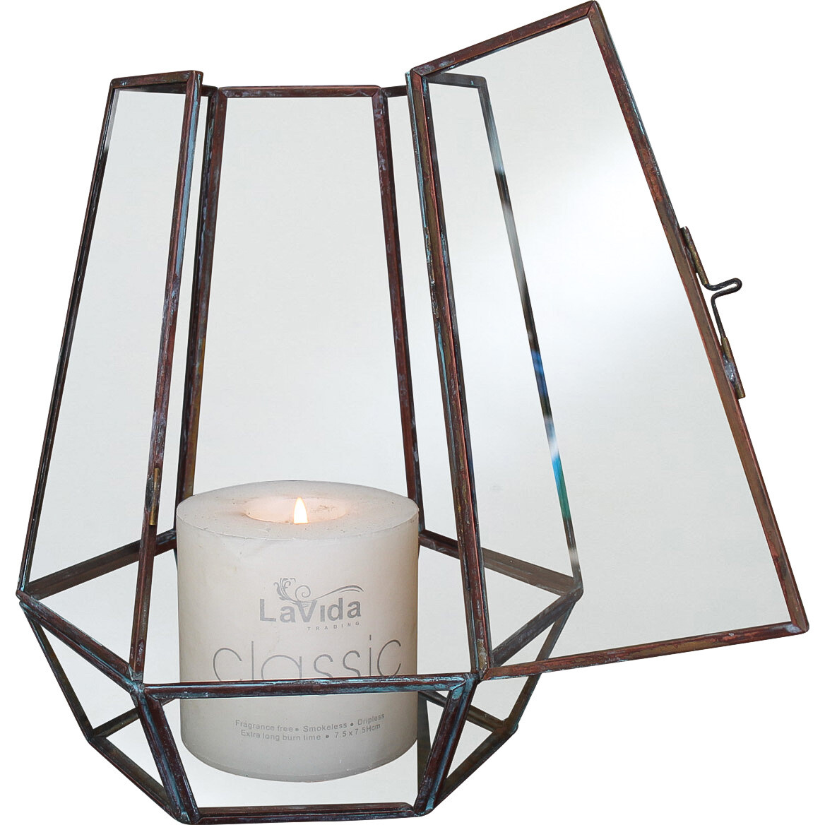 Lantern Glass Fino Antique Brass