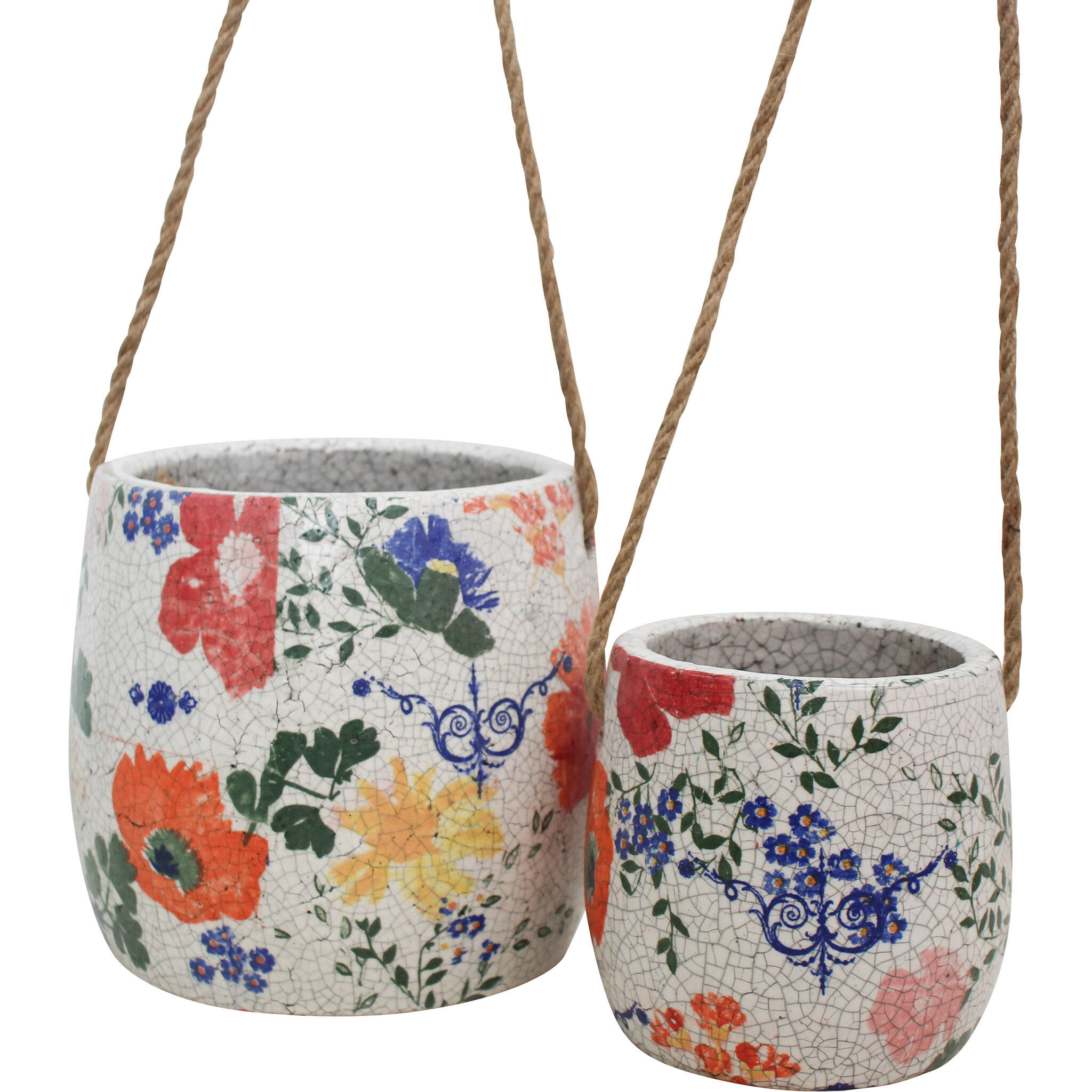 Hanging Pot S/2 Antique Floral