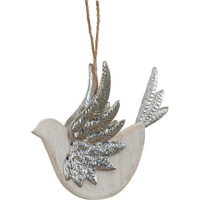 Hanging Bird Silver Wings Lrg