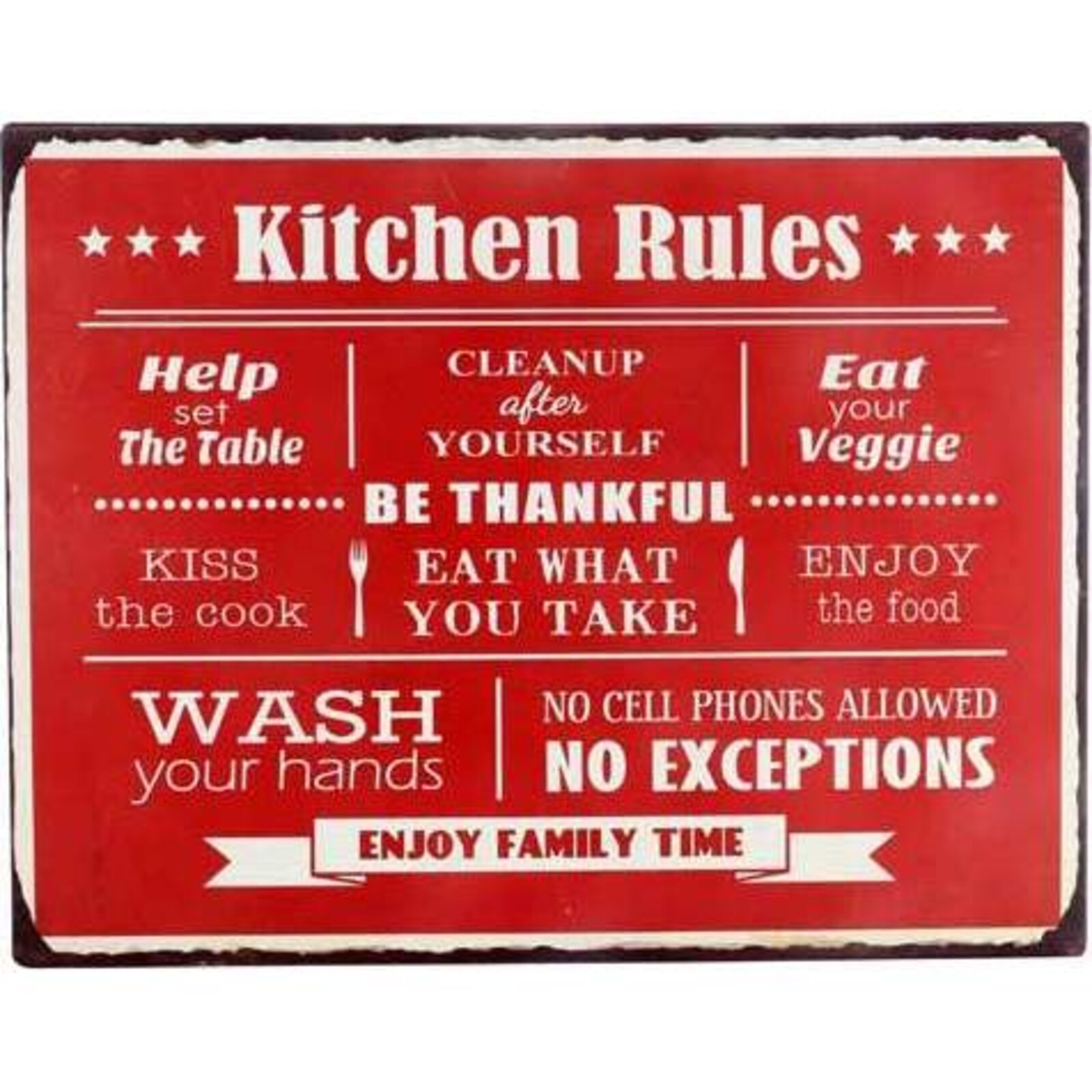 Tin Sign Kitchen Rules