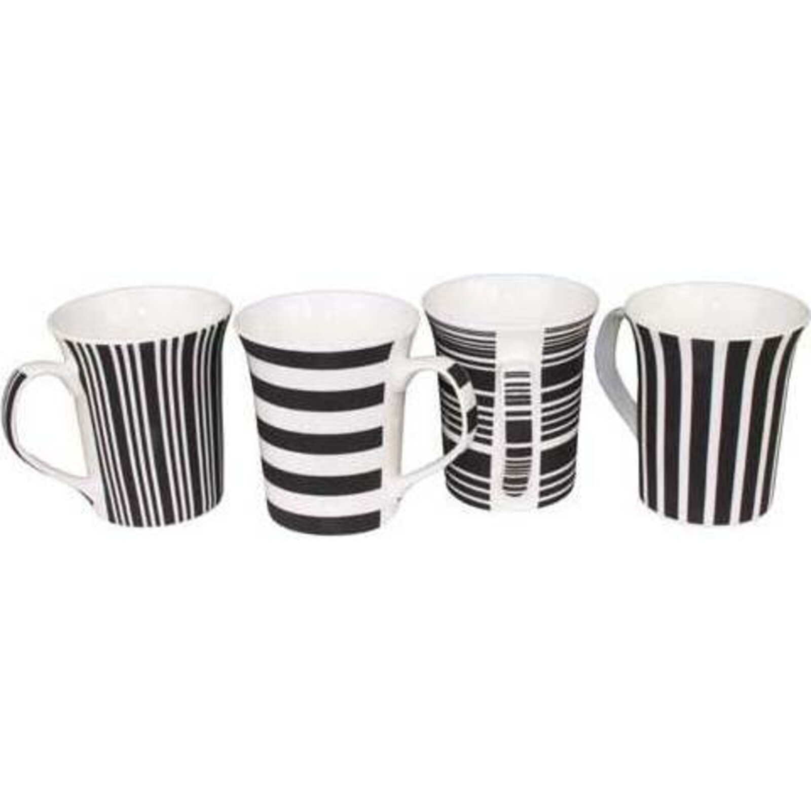 Coffee Mugs Black White 4 assorted 