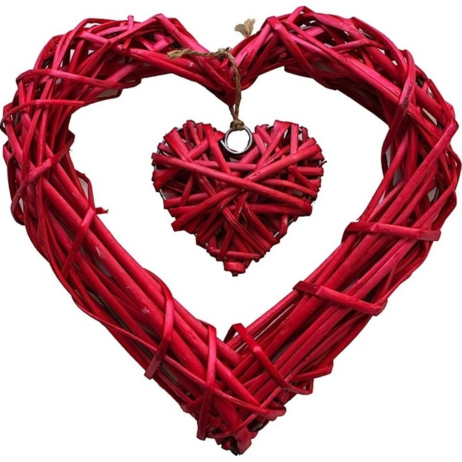 Weave Hanging Double Heart - Red