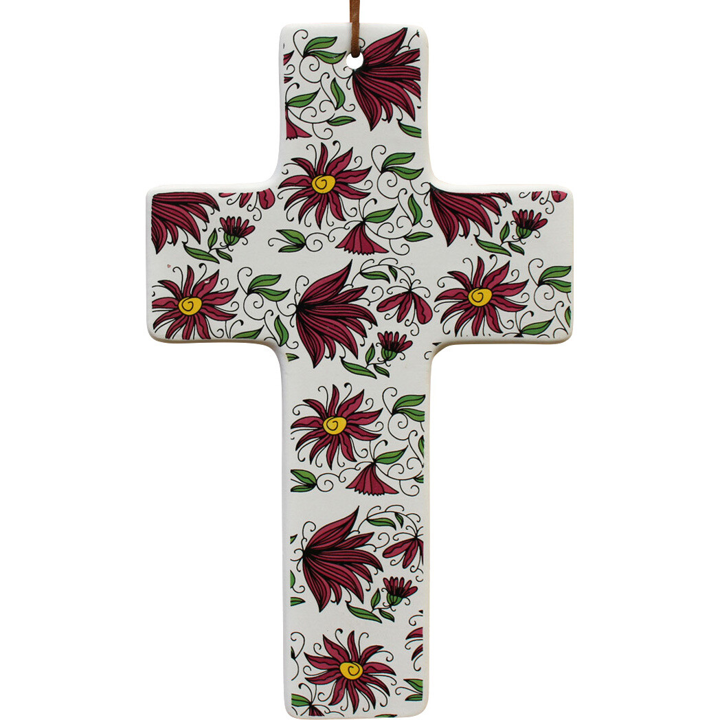 Cross Raspberry Floral Lrg