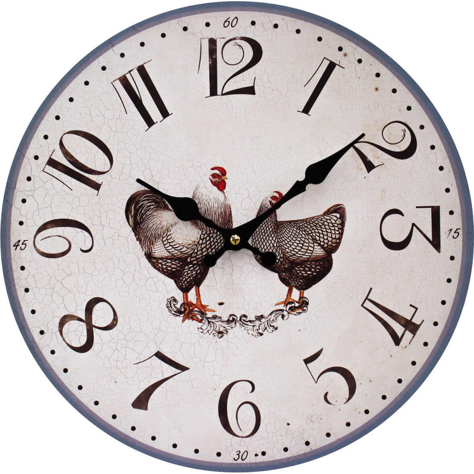 Clock Rooster/Hen 34cm