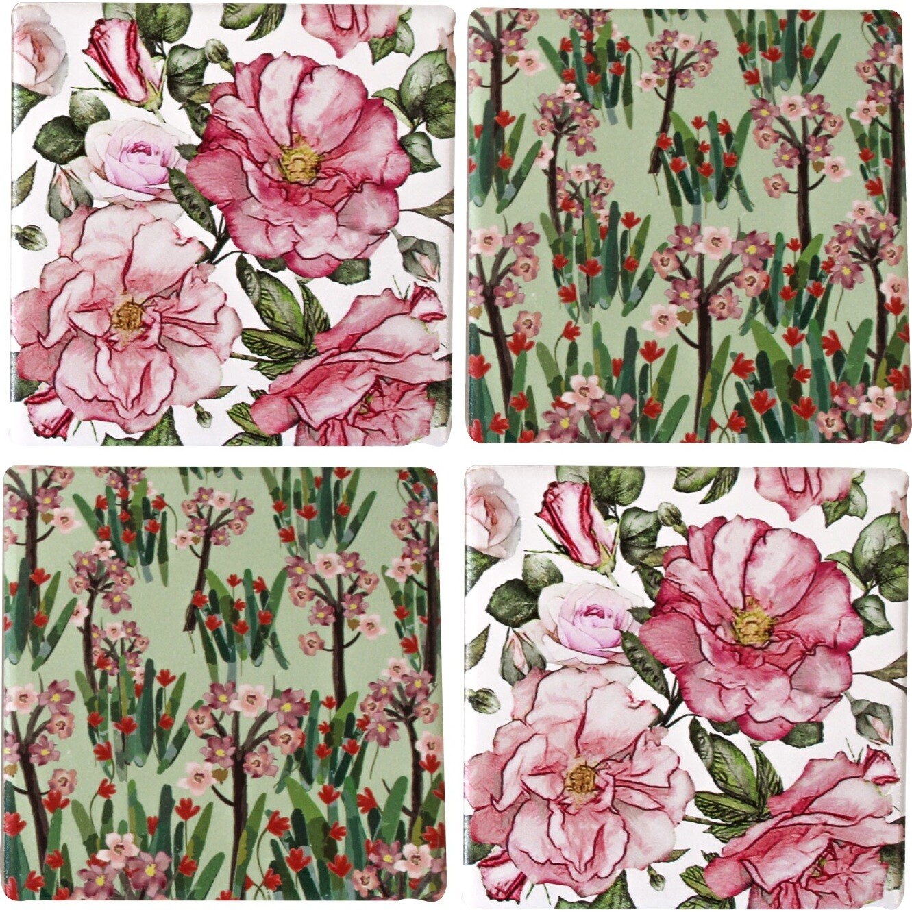 Coasters S/4 Pretty Floral