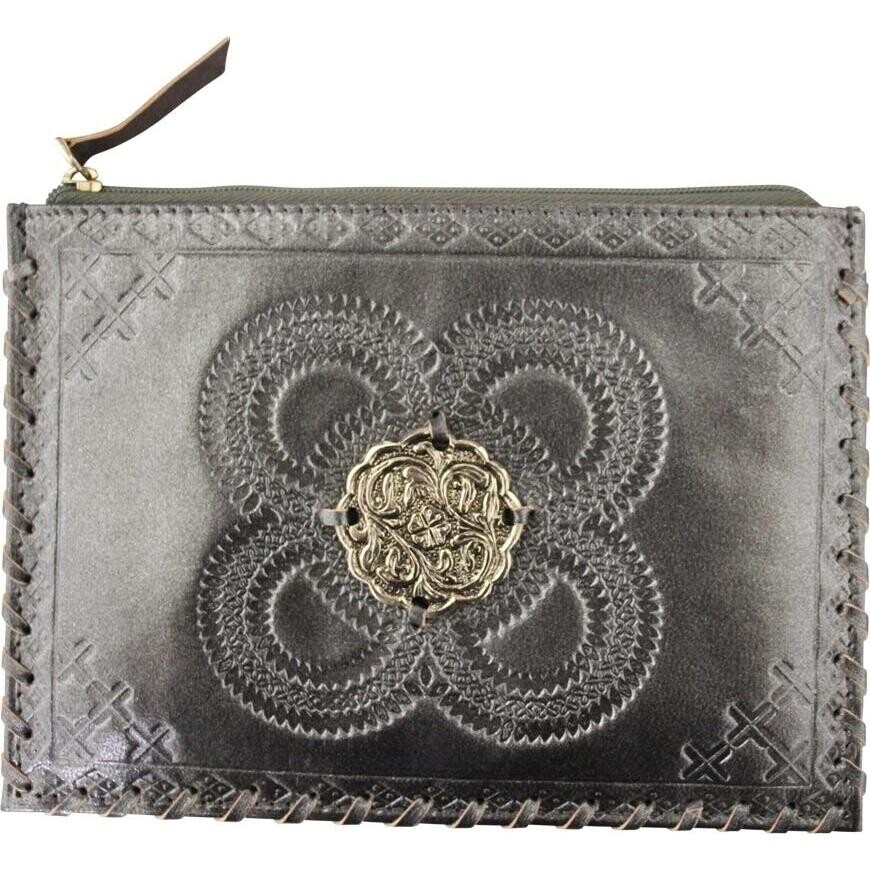 Metallic Leather Pouch Medallion