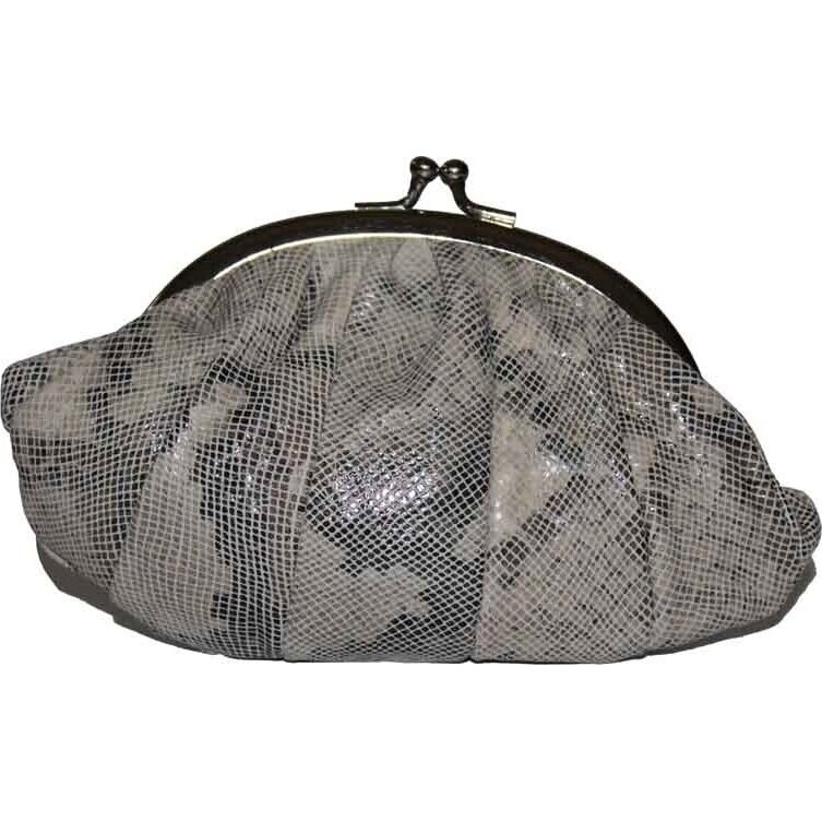 Leather Puff Purse - Cream Snakeskin