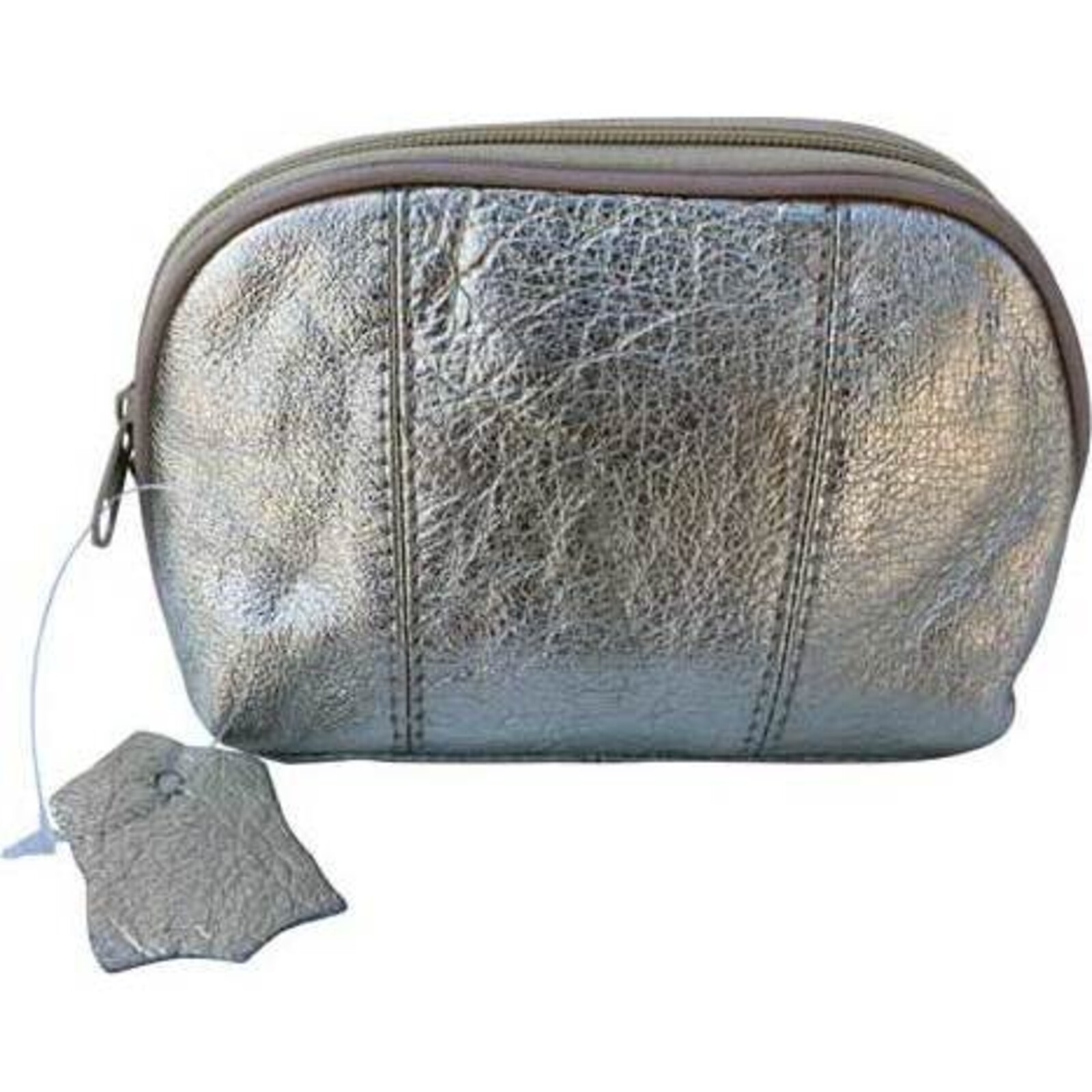 Leather Pouch Purse - Silver