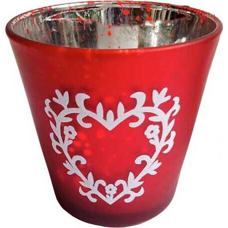 Votive Red Leaf Heart Small