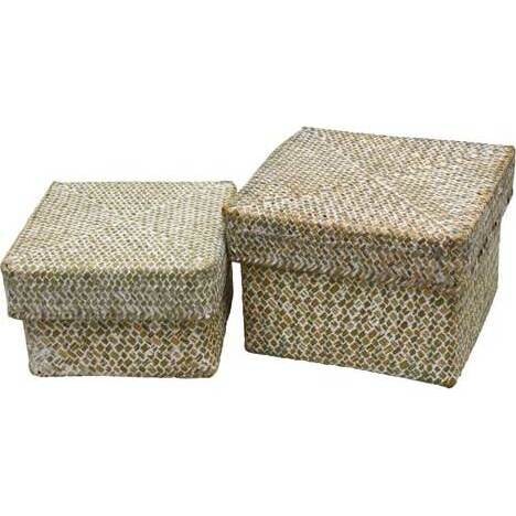 Lidded Woven Box Nat S/2