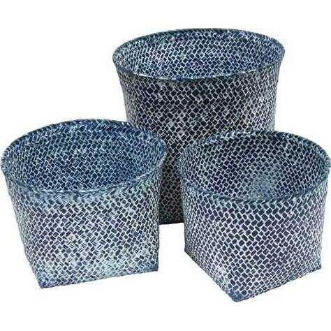 Woven Baskets Bluewash S/3