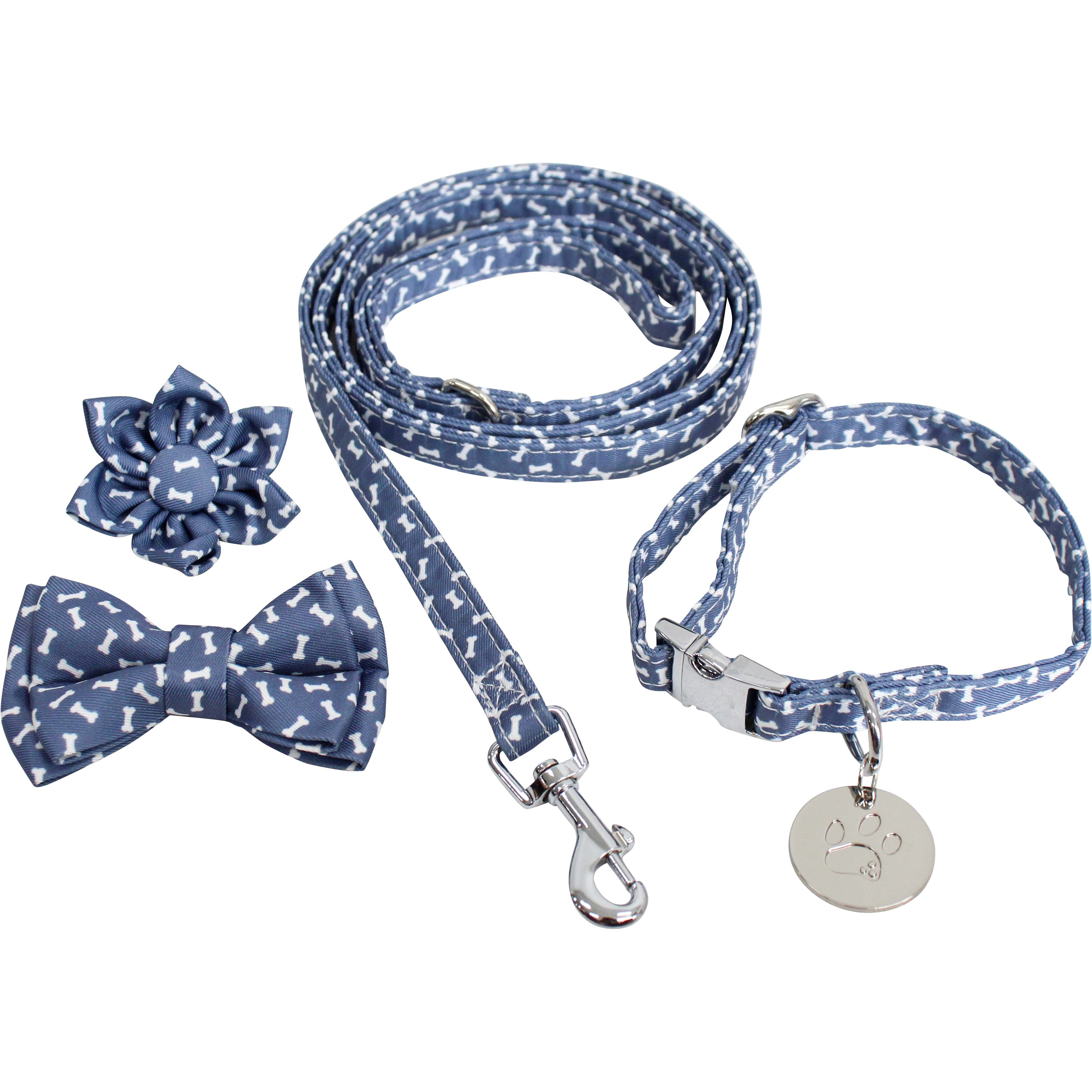 Collar & Accs Set S-M Bones Blue