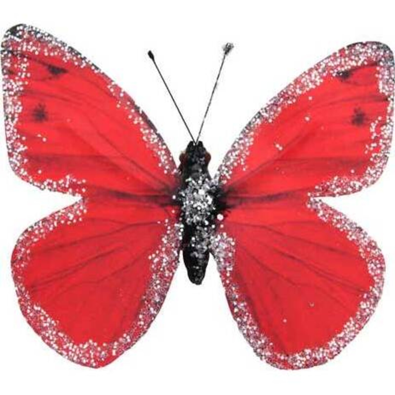 Glitter Butterfly Small - Bright Red set 6 