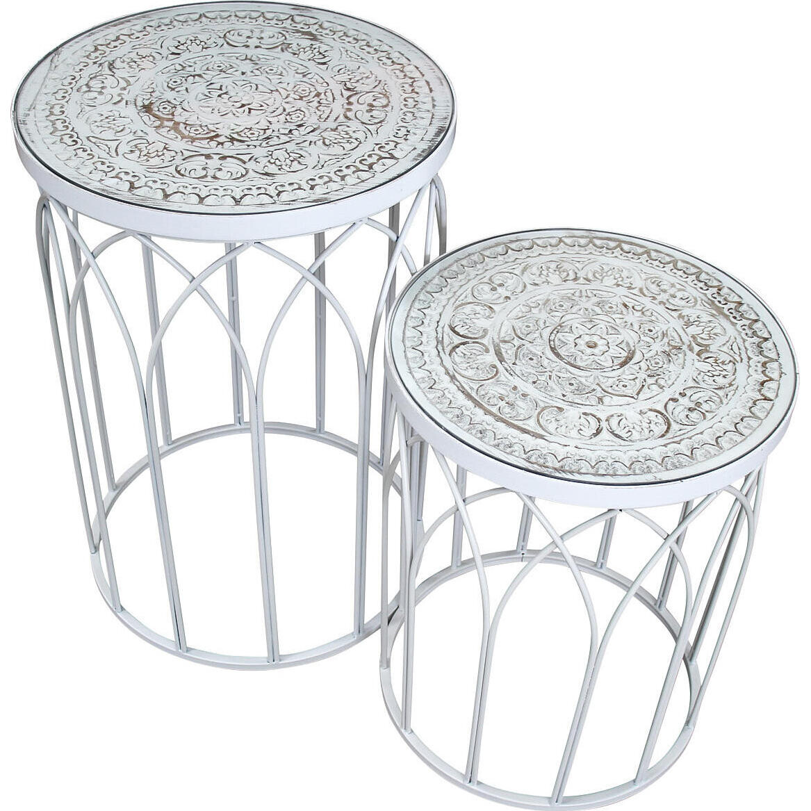 Side Tables White/White S/2