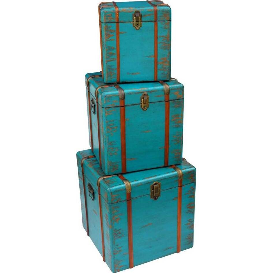 Trunks Teal Antique S/3