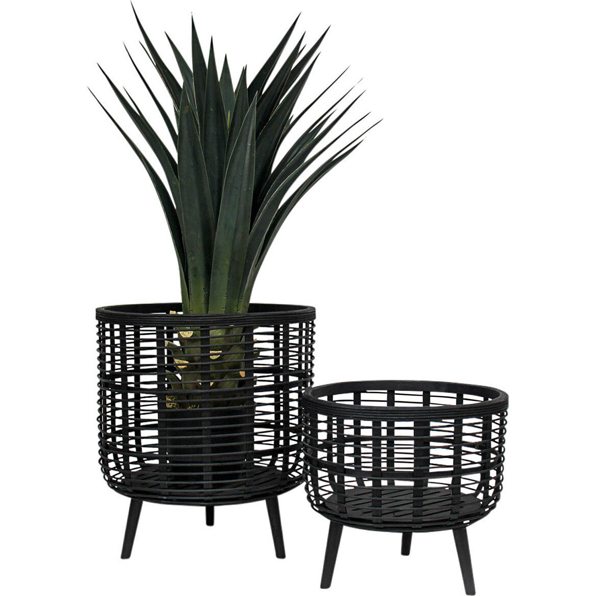 Bamboo Planter Black Set/2