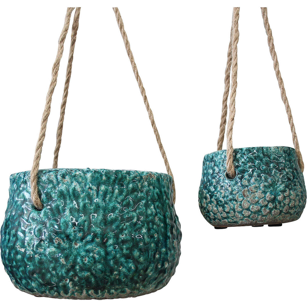 Hanging Pot S/2 Flower Teal