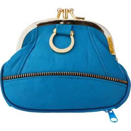 Leather Purse - Blue Round