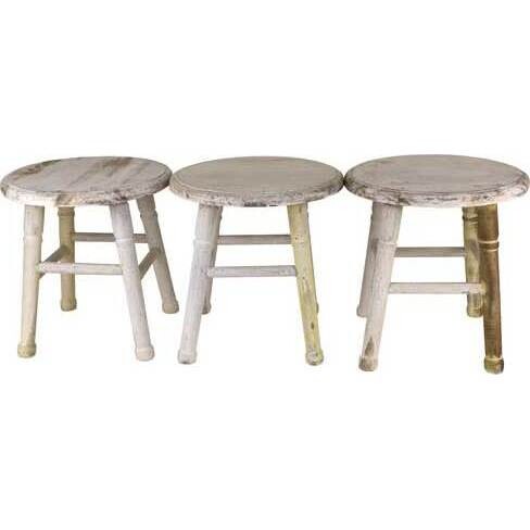 Wooden Stool Whitewash