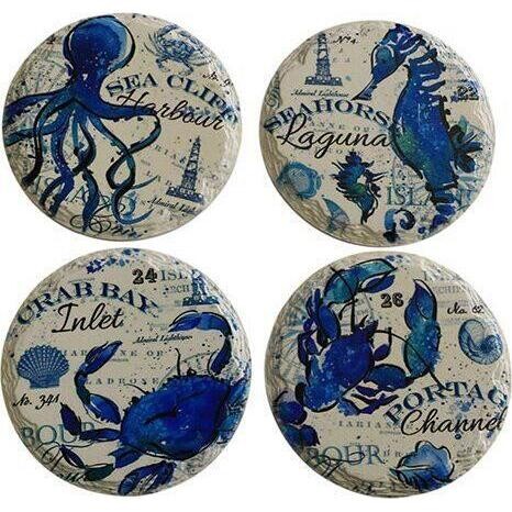 Coasters Navy Sealife S/4