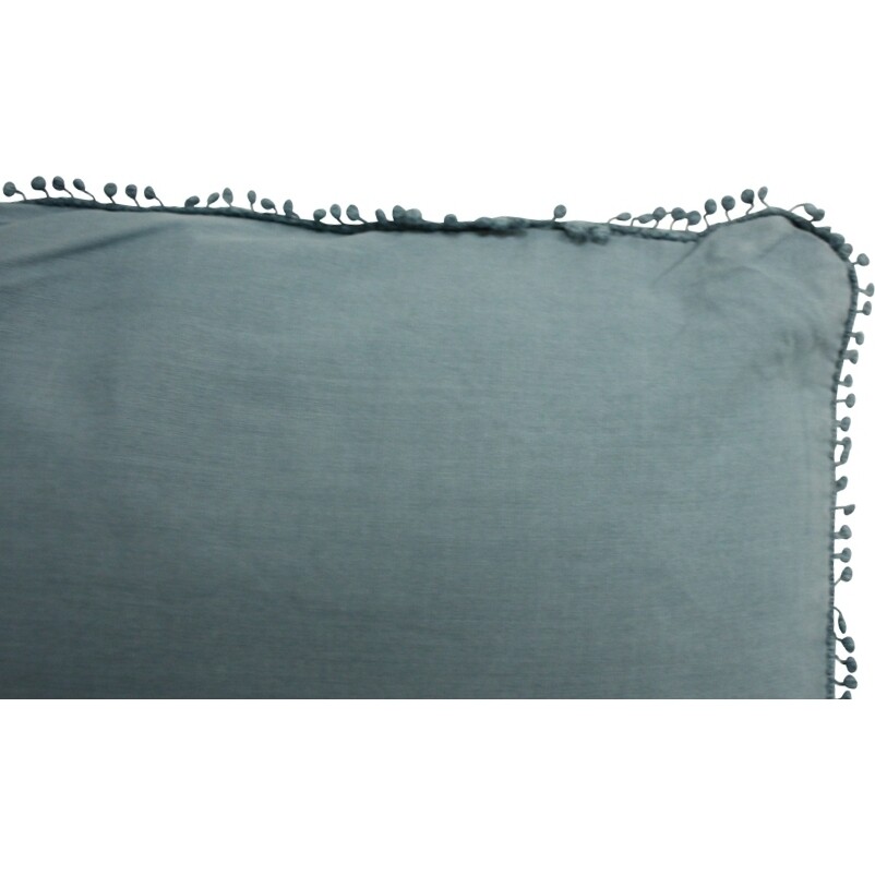 Cushion Stone Washed Linen w/ Bead Trim Teal