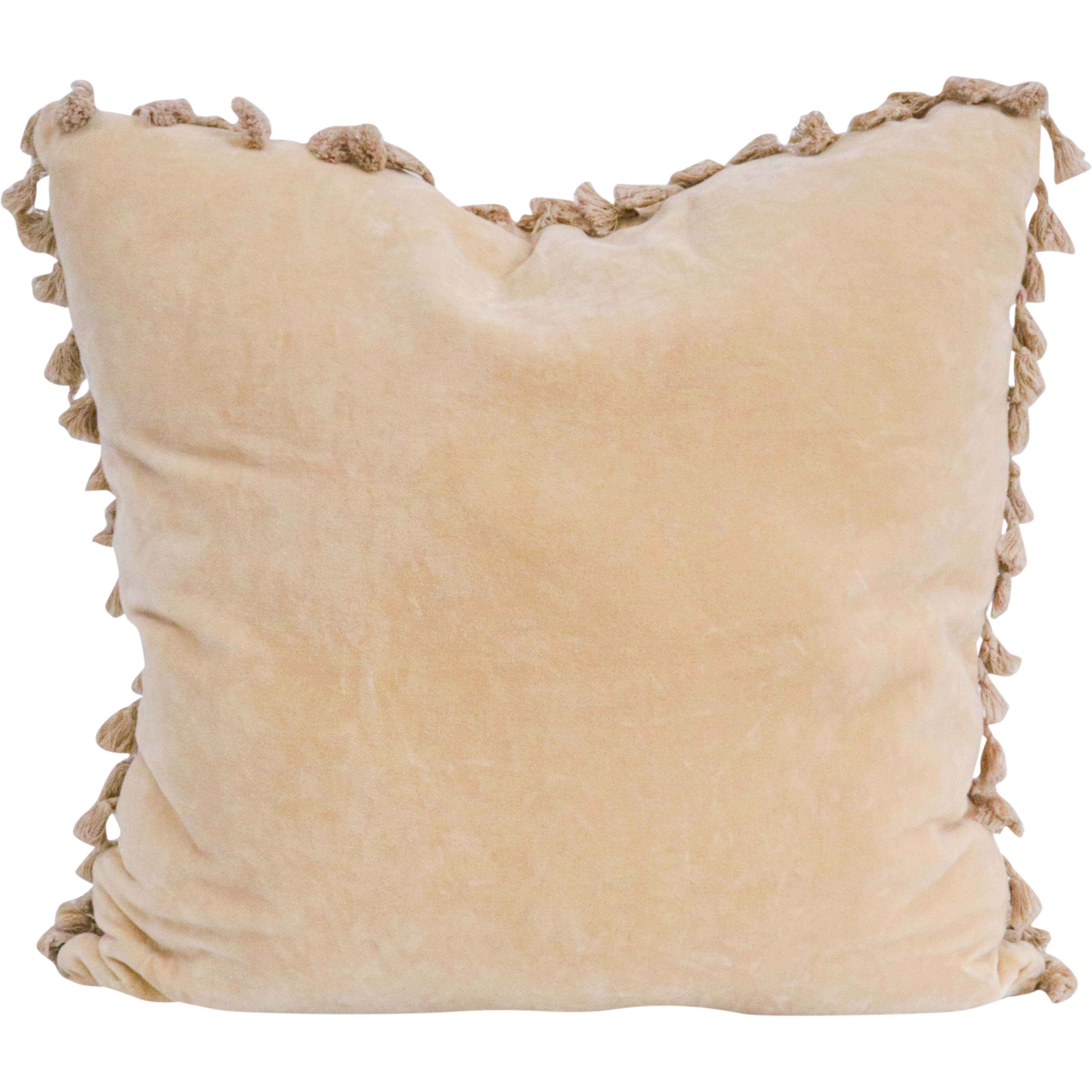 Cushion Velvet Tassels Sand