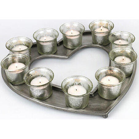 Votive Holder Heart Antique Silver