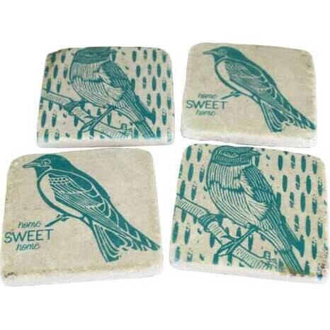 Coasters Teal Birds