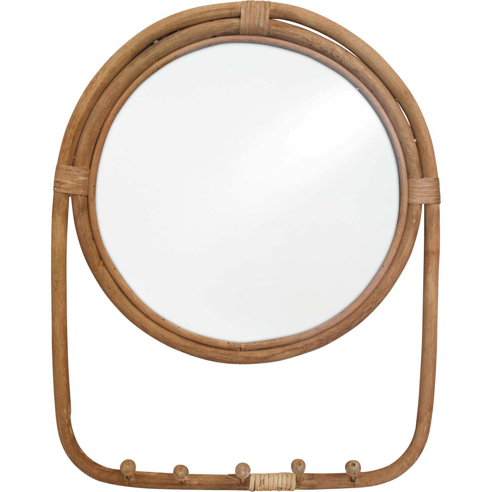 Mirror Round/Hooks Natural