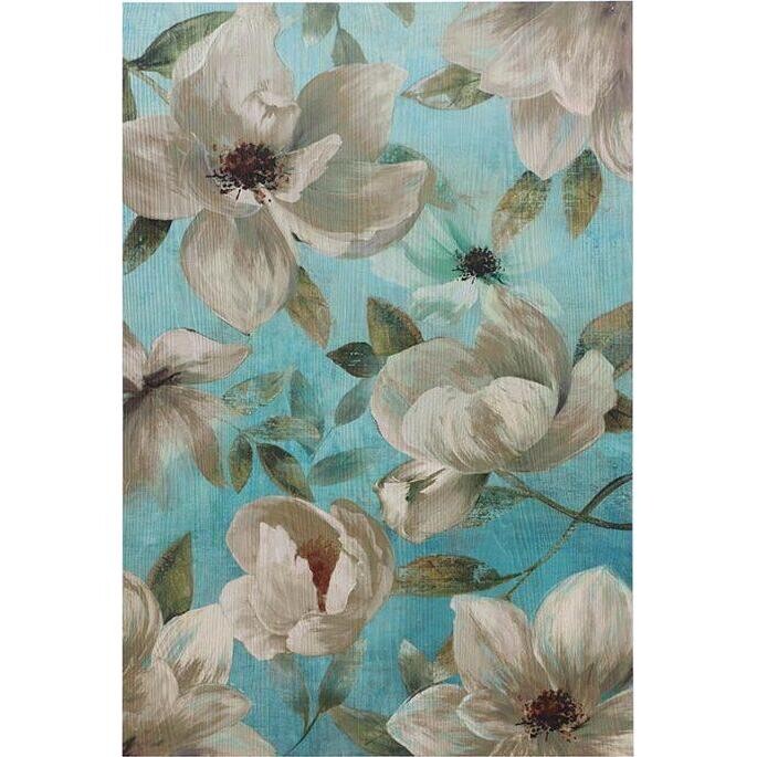 Wood Print White Flowers